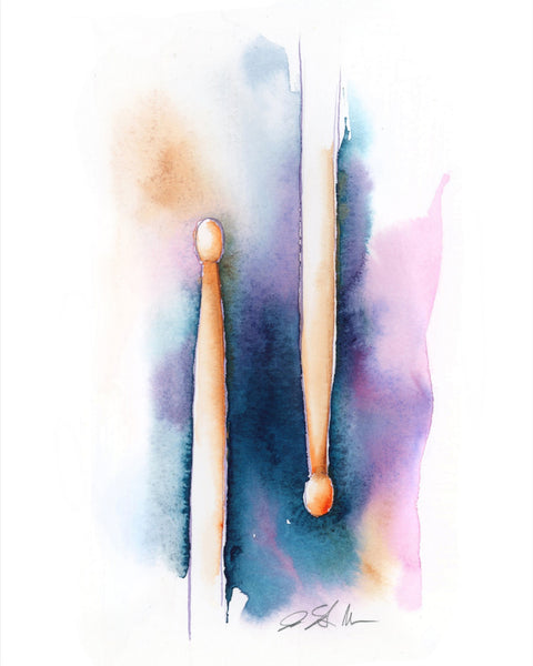 Drumsticks watercolor painting