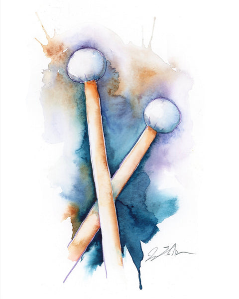 Percussion Mallets watercolor painting