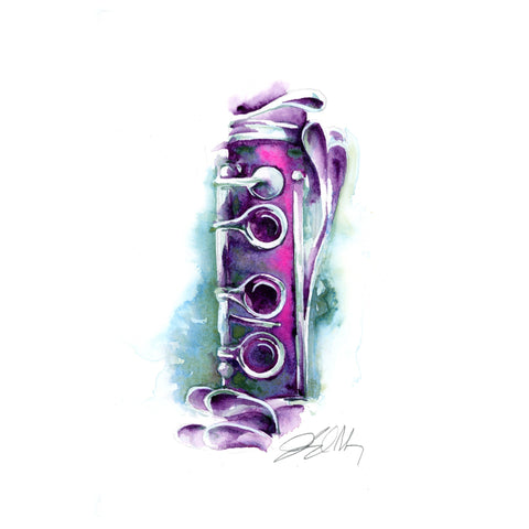 Cotton Candy Clarinet | 8" x 8" watercolor