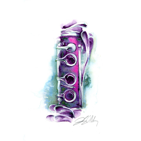 Cotton Candy Clarinet | 8" x 8" watercolor