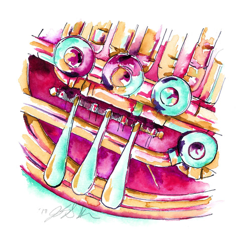 Raspberry French Horn - 8" x 8" Print
