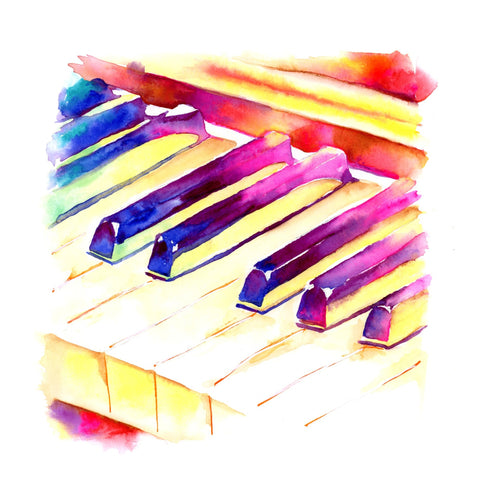 Colorful Piano: Watercolor art of a Piano Keyboard