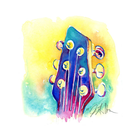 Electric Guitar Headstock 8" x 8" Print