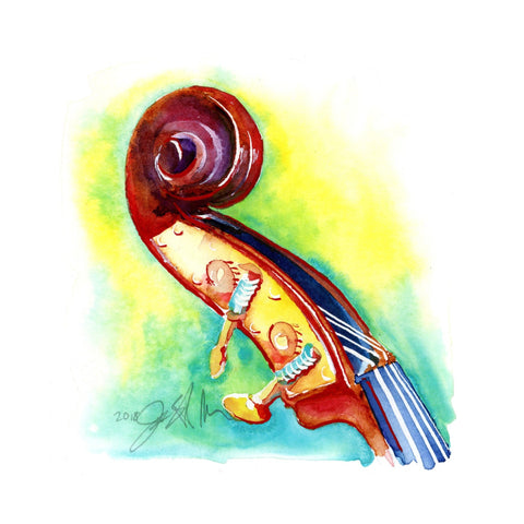 Bass Headstock Watercolor art | 8" x 8"