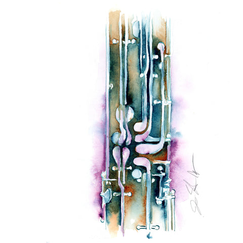 Bassoon Watercolor Painting | 8" x 8" Print