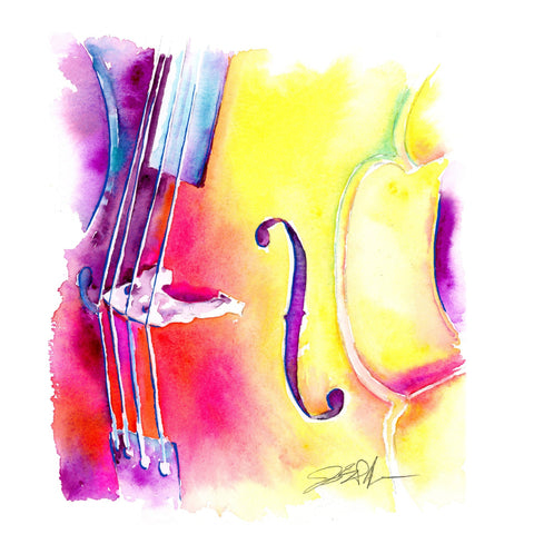 "Cello Yellow" Watercolor Painting