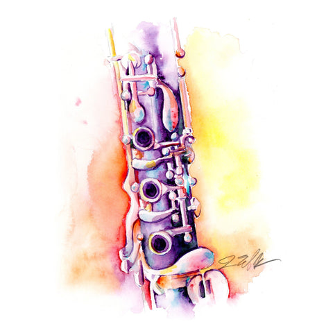 Oehler Clarinet 8" x 8" Watercolor Painting