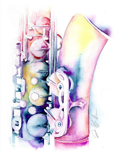 Tenor Saxophone 8" x 10" watercolor