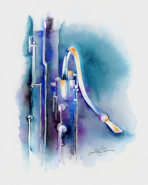 Bassoon in Blueberry Watercolor Art