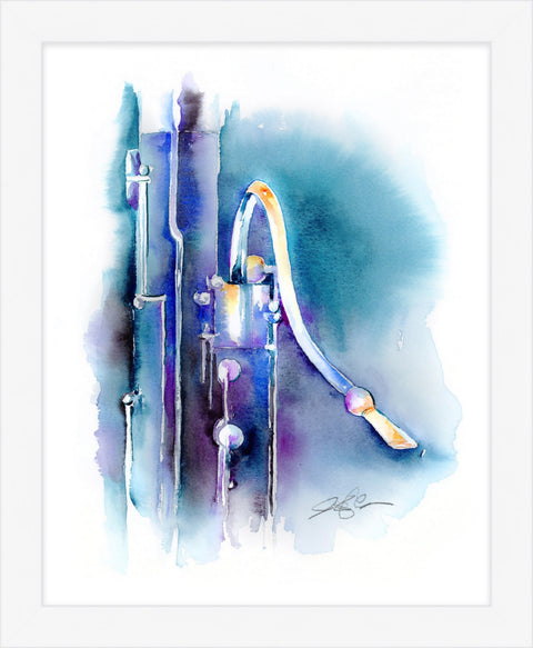 Bassoon in Blueberry Watercolor Art