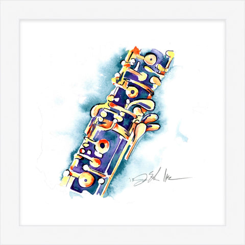 Blueberry Oboe Watercolor Painting