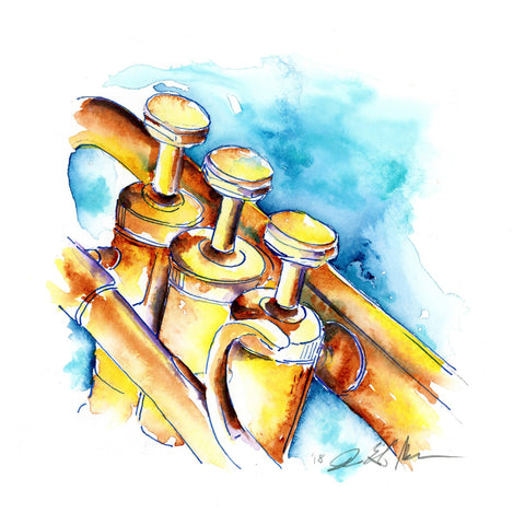 Trumpet in gold 8" x 8" Print
