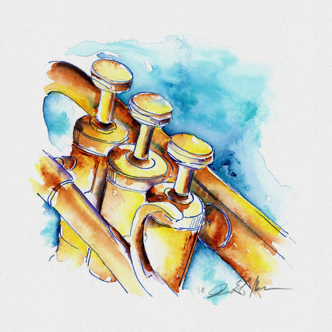 Trumpet in gold 8" x 8" Print