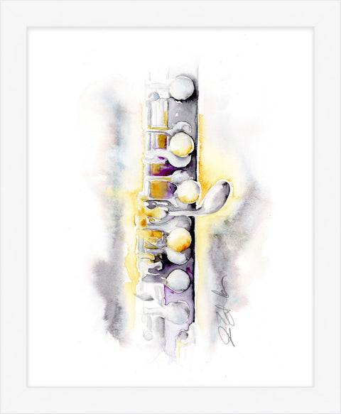 Gold and Silver Piccolo Painting- Woodwinds Watercolor Art by Jamie Hansen