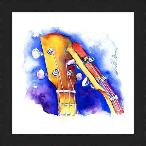 Kissing Cousins 8" x 8" painting of two ukuleles on blue