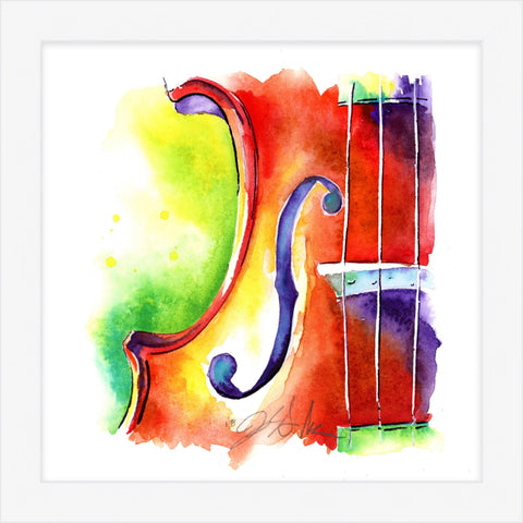 Strawberry Violin - Orchestra Strings Watercolor Painting