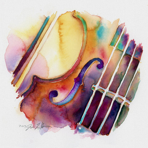 Viola and Bow 8” x 8” Colorful Orchestra Print