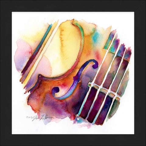 Viola and Bow 8” x 8” Colorful Orchestra Print