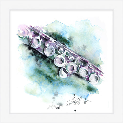 Flute in Moonglow 8" x 8" watercolor
