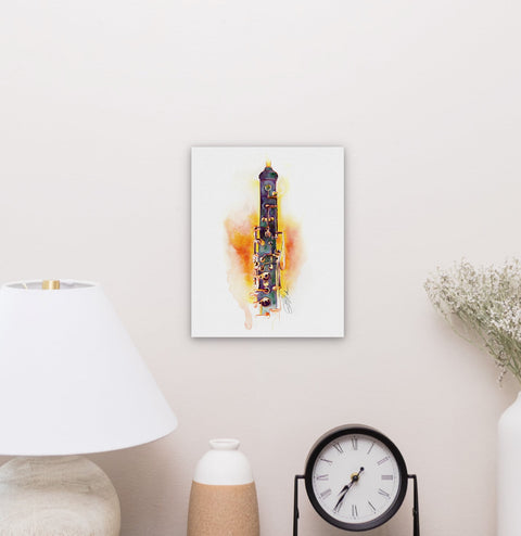 Oboe watercolor painting in grape tones on canvas by Jamie Hansen