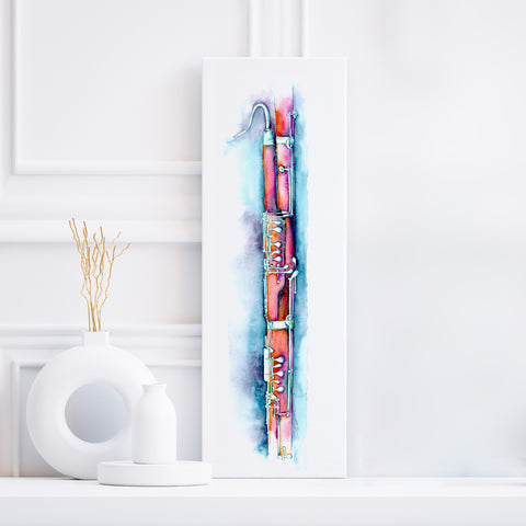 a wateercolor of a tall vertical bassoon