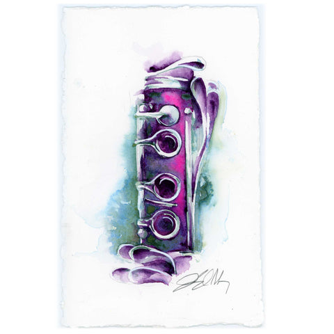 Cotton Candy Clarinet | 8" x 8" watercolor