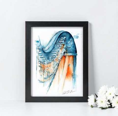 Harp in Blue and Ochre