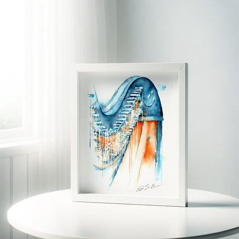 Harp in Blue and Ochre