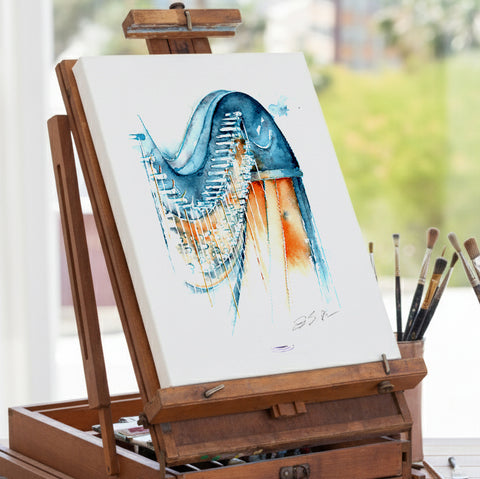Harp in Blue and Ochre