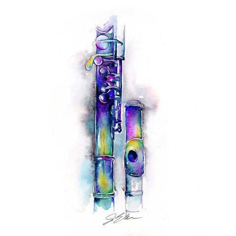 a colorful alto flute watercolor