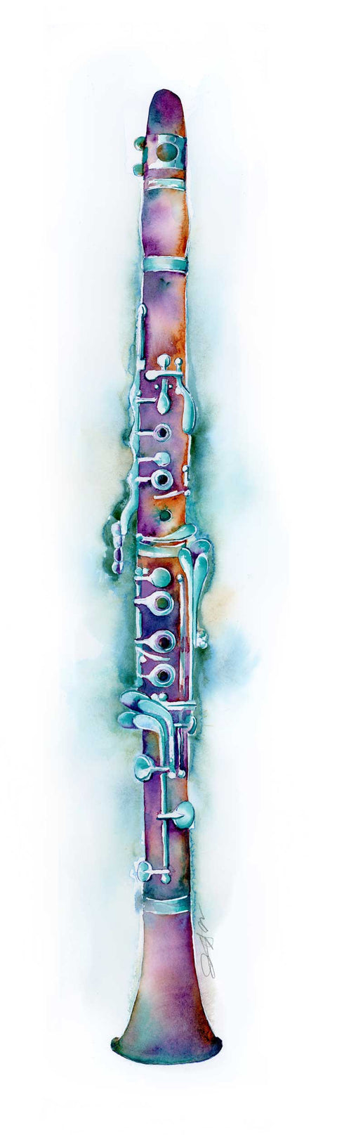 Colorful clarinet on a white background