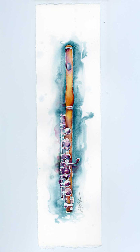 Decorative piccolo art with artistic watercolor design on a light blue background