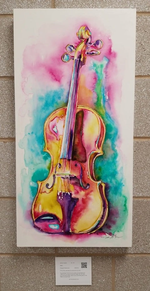 Viola in Sunlight- Strings painting - orchestra watercolor by Jamie Hansen - Jamie Hansen Art