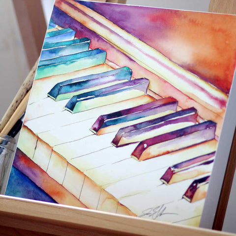 Side of colorful piano painting