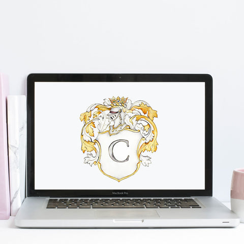 Victoria Crest | Single Letter Monogram | Instant Download - Jamie Hansen Art