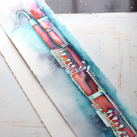 closeup photo of bassoon painting by jamie hansen