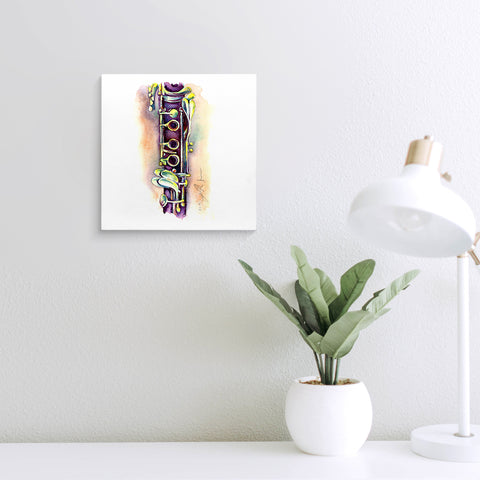 Purple yellow and green clarinet artwork