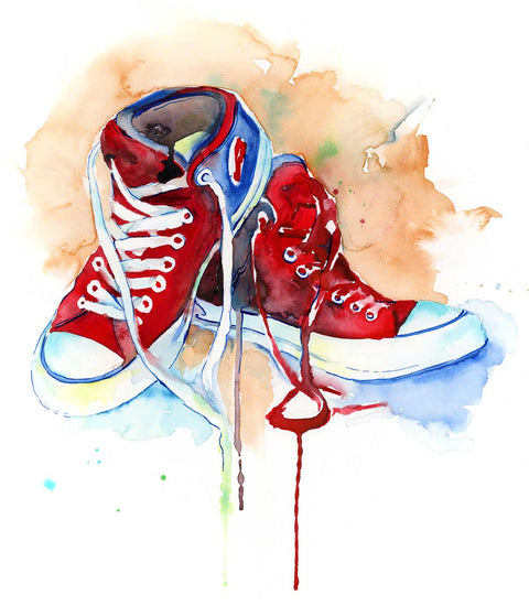 Red Shoes Art Print - 16" x 20" Converse Shoes - Jamie Hansen Art