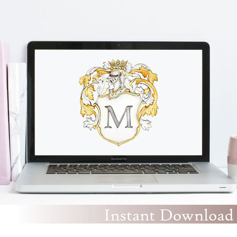 Victoria Crest | Single Letter Monogram | Instant Download - Jamie Hansen Art