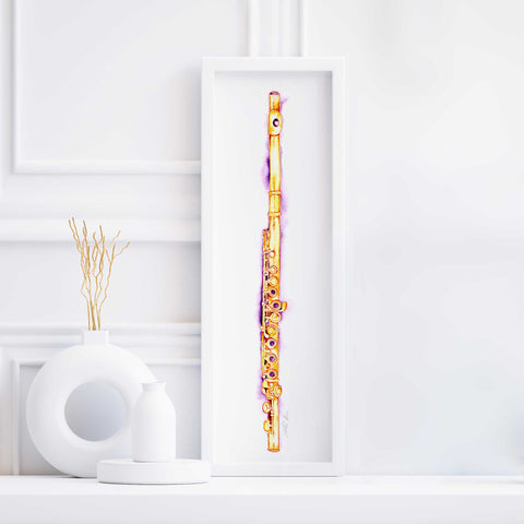 Flute in Gold 8 x 24 Watercolor Print