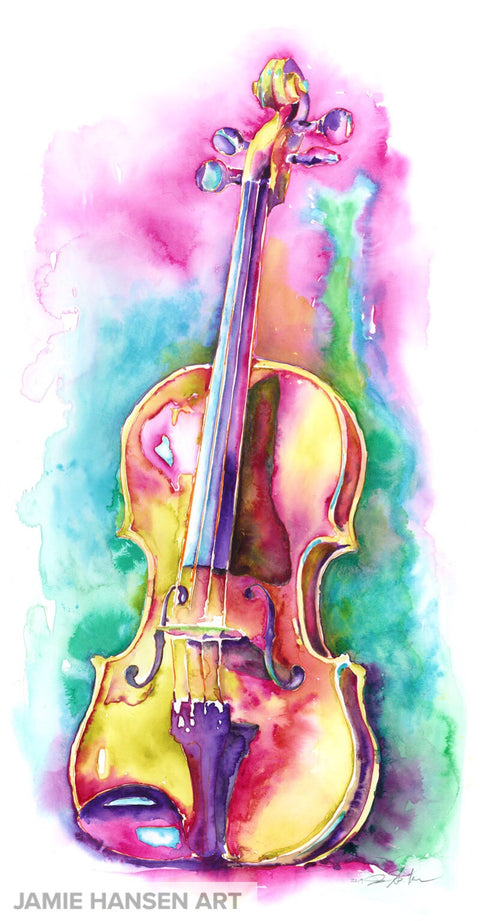 Viola in Sunlight- Strings painting - orchestra watercolor by Jamie Hansen - Jamie Hansen Art