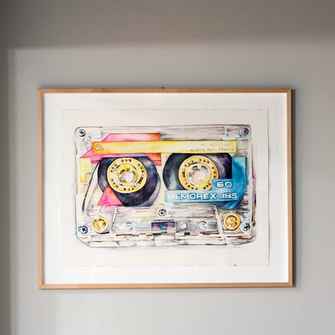 Memorex Cassette Tape - Large scale watercolor by Jamie Hansen