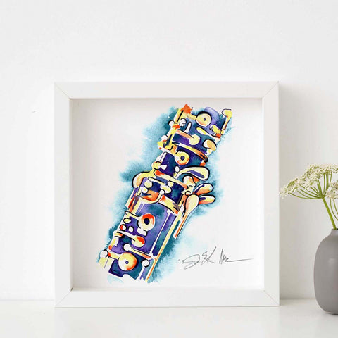 Blue and gold oboe painting