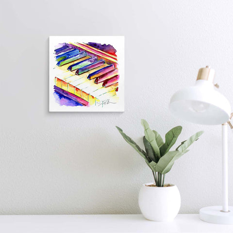 Rainbow colored piano watercolor art