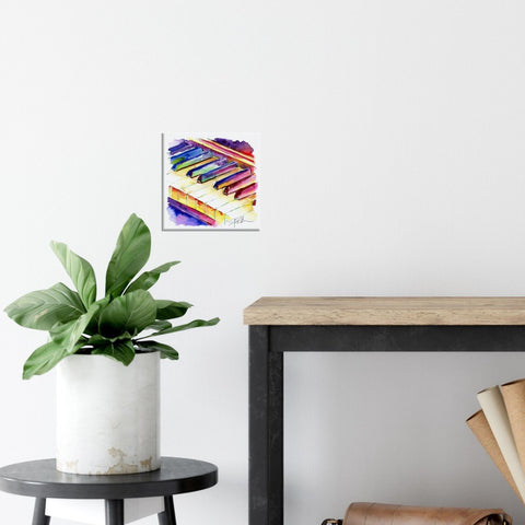 piano keyboard colorul painting on wall