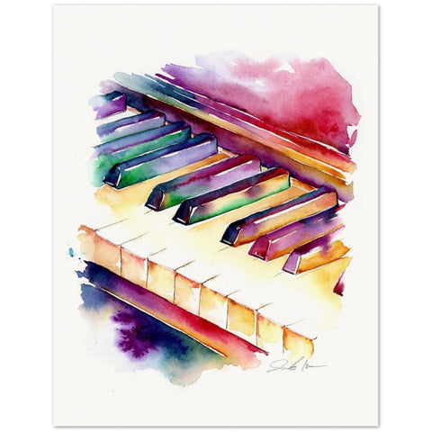 Colorful piano keys watercolor painting by Jamie Hansen