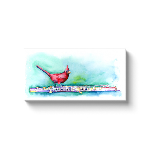 A Different Perch 10" x 20" Art with a cardinal and flute - Jamie Hansen Art