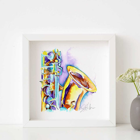 Saxophone in Lavender 8" x "8" Print