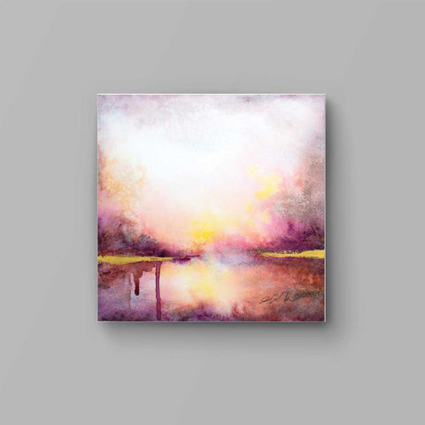 an abstract watercolor on a neutral wall