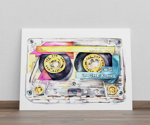 Memorex Cassette Tape - Large scale watercolor by Jamie Hansen